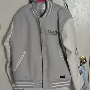 Hello Kitty Varsity Jacket in Gray and White
